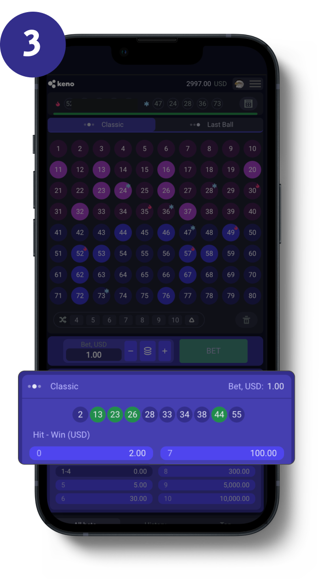 Multi Keno gameplay screenshot